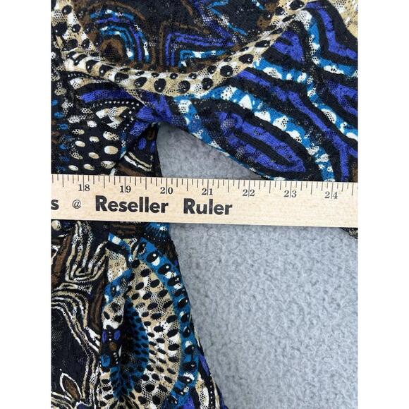 Chico's 3/4 Sleeve Open Front Cardigan Women’s Size 2/ US L Sheer Geometric - Picture 12 of 15